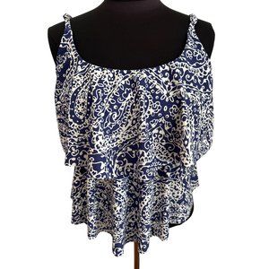 Ocean Avenue Swimwear Blue & White Tankini, Size XL